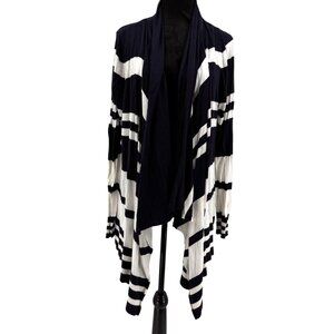 Lane Bryant Duster Cardigan‎ Sweater Womens 18 Striped Open Navy Nautical Beach